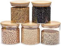 Juvale Glass Canisters with Airtight Bamboo Lids for Pantry Storage (4 x 4.13 In, 5 Pack)