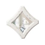 Sintosin Hanging Rustic Small Mirrors for Wall Decor Living Room 7.9 Inch, Distressed White Rhombus Wooden Decorative Mirror for Bedroom, Vintage Bathroom Miroir Mural, Farmhouse Entryway Mirror