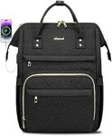 LOVEVOOK Laptop Backpack for Women,17 Inch Professional Womens Travel Backpack Purse Computer Laptop Bag Nurse Teacher Backpack,Waterproof College Work Bag Carry on Back Pack with USB Port,Black Plait