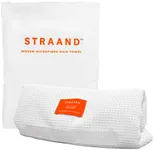 Straand Woven Microfiber Hair Towel Wrap - Quick Dry Towel & Hair Wrap - Highly-Absorbent with Elastic Strap - Reduce Frizz & Damage - Gentle Waffle Weave for Soothing Scalp Protection (37in x 32in)