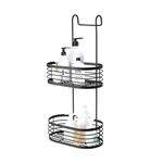 Blue Canyon 2 Tier Hanging Shower Caddy, No Drill Stainless Steel Bathroom Shelf, Non-Rusting Storage Shelves, Shower Accessory for Bathroom Organisation Shelf, Shower Basket Organizer, Black