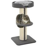 PawHut 36" Cat Tree Multi-Level Kitty Tower with Sisal Mat Scratching Post, Cat Bed, Cushion, Perch, Grey