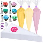 209PCS Piping Bags and Tips Set Piping Bags Disposable 14 Inch 200PCS Anti Burst Thicken Pastry Bags with 2 Icing Bag Ties, 1 Couplers, 6 Frosting Tips for Cupcake Decorating Baking Supplies