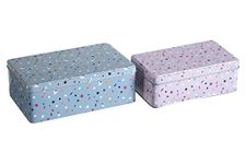 Premier Housewares 507313 Kitchen Storage Tin, Rectangular, Multi-Colour, Set of 2 - Stellar , 13 x 20 x 7 cm