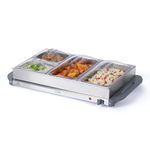 LIVIVO Large Stainless Steel Electric Buffet Server and Food Warming Tray- 4 Pans with removable 4 lids- Adjustable Temperature Control- Perfect Food Warmer for Parties and any events