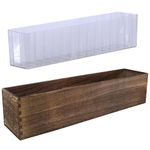 Winlyn Rustic Wooden Planter Box 17.3" L x 3.9" W x 3.9" H Brown Rectangular Planter Decorative Wood Box with Removable Plastic Liner Window Box for Farmhouse Wedding Home Garden Table Centerpiece.