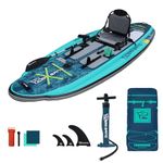 TIGERXBANG 11'x47''x6'' Inflatable Fishing Kayak, High-Performance Inflatable Kayak-Ideal for Water Fishing Activities, Equipped with Comfortable Seats and Camera Base Versatile Accessories
