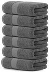 White Classic Luxury Hand Towels for Bathroom-Hotel-Spa-Kitchen-Set - Circlet Egyptian Cotton - 16x30 Inches - Set of 6 (Dark Gray)