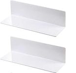 Uwenkjie Floating Wall Shelves Set of 2 - Easily Expand Wall Space - Acrylic Small Shelf for Living Room,Bedroom, Bathroom, Kitchen.White