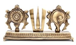 Two Moustaches 9 Inches Brass Shankh Chakra Namah Showpiece, Housewarming Gifts for New Home, Brass Pooja Idols, Return Gifts for Pooja, Standard, Pack of 1