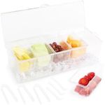 7Penn Condiment Tray with Ice Chamber, 5 Condiment Containers, Lid, 3 Tongs, 3 Spoons - Chilled Condiment Server Caddy