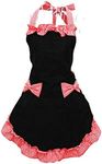 Hyzrz Women's Apron with Pockets, Black and Red