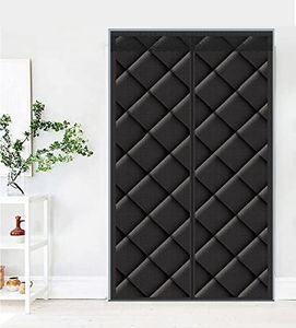 Cozomiz Magnetic Thermal Insulated Blackout Door Curtain Storm Wind Fleece Insulation Curtian Magnetic Screen Door with Thermal and Insulated Waterproof Noise Reduce 33"x78" Inch Black