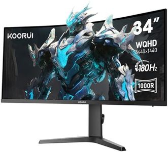 KOORUI 34 Inch Ultrawide Curved Gaming Monitor, 180Hz, WQHD 1440P, 1000R, MPRT 1MS, HDR 400, 2x HDMI 2.0, 1x DisplayPort 1.4, AdaptiveSync, Tilt/Height Adjustable, Black