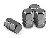 Marcraft Gun Metal Grey Tyre Wheel Alloy Valve Caps Dust Caps (4 Pack) Universal for Cars, SUVs, Bicycles, Motorcycles, Trucks | Heavy-Duty Rubber Airtight Seal | Hex Shape Aluminium Alloy | Screw-On