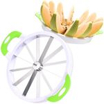 2LB Depot Watermelon Slicer - Versatile Melon Slicer and Fruit Divider with 12-Blade Uniform Slicer - Stainless Steel Blades - Easy-to-Use Handheld Cutting Tool - White & Green - 14.56Wx12.59Hx2.75L