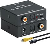 Optical-to-Coaxial or Coax-to-Optical Digital Audio Converter Adapter, Bi-Directional Digital Coaxial to/from SPDIF Optical (Toslink) Audio Converter with Fiber Optic and Coaxial Cable by ROOFULL