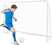 COSTWAY Football Goal, Weatherproof Soccer Goals with PVC Frame, High-Strength Netting, Quick Set-up Football Net for Kids Practice Training(7 ft x 5 ft)