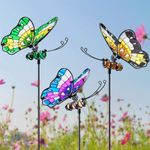 MAGGIFT Garden Decor for Outside, 3 Pack Garden Stakes for Spring Decor, Metal Flowers with Shaking Head Yard Art for Outdoor Lawn Backyard Patio Decorations