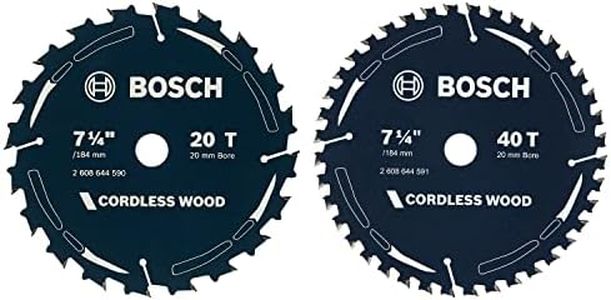 Bosch 2X Cordless Wood Circular Saw Blade Set (for Softwood, Hardwood, Timber, Ø 184 mm - 7 1/4 inch, 20/40 Teeth, +2X Reduction Rings, Professional Accessories for Circular Saws from Most Brands)