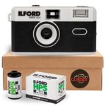 35mm Film Camera Bundle with Ilford Sprite HP5 Analogue Film Camera, Ilford 35mm Film in Black and White 36 EXP Film and Clikoze Film Photography Tips Card (Black & Silver)