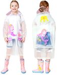 Jellyuu Students Hooded Rain Poncho Durable Waterproof Windbreaker Kids Raincoat Girls Rainwear Pink Mermaid 7-8 Years