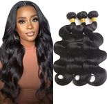 Body Wave Human Hair Bundles (16 18 20 Inch) 3 Bundles Human Hair Extension for Women 8A Grade 100% Unprocessed Brazilian Virgin Hair Body Weave Bundles Human Hair Natural Color