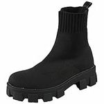 Women Ankle Boots | Ladies Winter Shoes | Women Casual Boots | Ladies Sock Shoes | Women New Boots |Ladies Pull On Shoes | Women Chunky Heel Boots | Ladies Mid Calf Shoes 7 Black