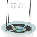 Maxmass Kids Saucer Swing, Children Nest Swing with Adjustable Ropes & Cute Pattern, Toddler Hanging Swing Seat for Garden Patio Backyard(Forest Pattern)