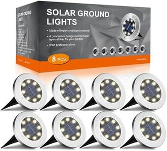 FLOWood Luces solares para jardín al aire libre, luces solares de suelo, IP65 impermeables, luces solares de suelo para jardín al aire libre, 8 luces LED de disco solar para jardín, césped, camino,