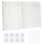 THYGIFTREE 2 PCS Wall Mount Peg Board,Pegboard Wall Organizer Panels White Pegboards Panels DIY Pegboard Organizer for Craft Room Garage Workshop Kicthen Tool Organization