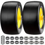 11x6.00-5 Flat Free Tire, 2 Pack Bad Boy Mower Tires with 3/4" or 5/8" & 1/2" Precision Bearings, 11x6.00-5 Tire and Rim Wheel Assemblies with 6"- 8" Centered Hub for Zero-Turn Lawn Mowers