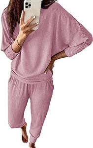PRETTYGARDEN Women's Fall Fashion Outfits 2 Piece Sweatsuit Solid Color Long Sleeve Pullover Long Pants Lounge Set (Pink,Large)