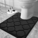 OLANLY Memory Foam Toilet Rugs U-Shaped 24x20, Ultra Soft and Absorbent Bathroom Rugs, Non-Slip Thick Toilet Bath Mat, Machine Wash Dry, Contour Bath Rugs for Toilet Base, Black