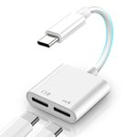 Meenova USB C Splitter 1 in 2 Out for iPhone 16 Headphone Adapter USB C and 60W Charger, Type C Audio Adapter with Fast Charging Dongle Compatible with iPhone 15, Galaxy S24/S23/S22/S21 Ultra iPad