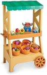 Learning Resources My First Farmstand - Farmers Market Stand Toy for Kids, Rolling Cart with Pretend Play Food, Fruit and Vegetable Baskets, Toddler & Preschool Grocery Shopping Playset
