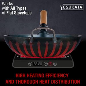 YOSUKATA 34cm Blue Carbon Steel Wok – Stir Fry Pan