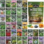 Ultimate Medicinal Herbs Collection - 36 Variety Pack of Herb Seeds for Growing Essential Healing Plants - Mixed Assortment for Homesteaders - Non-GMO Heirloom Varieties - Survival Garden Seeds