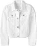 The Children's Place Girls' Basic Denim Jacket, White Denim, 16