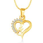 Kanak Jewels Flower Heart Pendent E Letter Gold Plated Alloy for Girls Women Men Unisex Couple Love Alphabet Pendant in Diamond Jewellery Set alphabet Cubic Zirconia Brass Chain Pendant