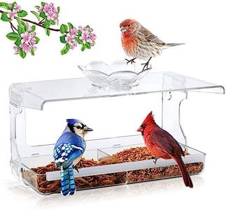 WENMIXER Window Bird Feeder with Non-Marking Self-Adhesive Hooks, Clear Window Bird Feeder for Outside, Transparent Bird House, Outdoor Bird Feeders, Wild Bird Watching Gift, Garden Decor