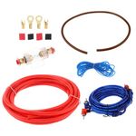 ePathChina Amplifier Installation Kit, Car Audio Wire Wiring Amplifier Subwoofer Installation Kit, Speaker Cables Car Power Cord with Fuse Holder (8 Gauge)