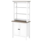 Bush Furniture Mayfield 5 Shelf Bookcase with Doors in Pure White and Shiplap Gray