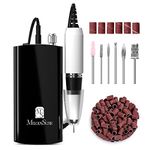 MelodySusie Professional SC300I Electric Nail Drill, 30000 rpm Rechargeable Portable Nail Drills, Cordless Electric Nail File Machine with 6 Bits and 106 Sanding Bands , Black