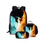 Amzbeauty Cool Phoenix Backpack with Lunch Bag Pencil Case kids Teen Boys Girls Backpacks Set School Bookbags