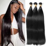 MIRONICA Straight Bundles Human Hair 24 26 28 Inch 3 Bundles Deals 12A Brazilian Weave Bundles Human Hair 100% Unprocessed Virgin Remy Double Machin Weft for Women Natural Black Color Hair Extensions