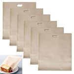 6 Pack Toaster Bags Reusable, Perfect for Grilled Cheese Sandwiches- 100% BPA Gluten Free- FDA & LFGB Approved of Premium Quality Teflon Toaster Bags for Grilled Cheese,Pizza,Panini