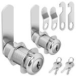 Pertinel Cam Locks Cabinet Locks Keyed Alike, 1-3/8'' (Length) Cylinder Fits on 1-1/8'' Max Panel Thickness, Secure Files Drawers RV Storage Locks Replacement Set, Zinc Alloy (1-3/8 Inch 2Pcs)