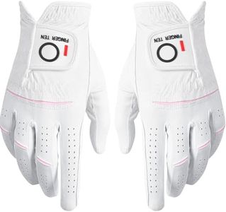 FINGER TEN Womens Ladies Golf Rain Gloves Pair Both Hand or 2 Pack Left Right Hand, Wet Hot Cool Grip, Fit Small Medium Large XL (White, Large, Ambidextrous)