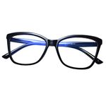 Peter Jones Black Cateye Large Blue Light Blocking Computer/Gaming Glasses for Women/Girls (20385B)